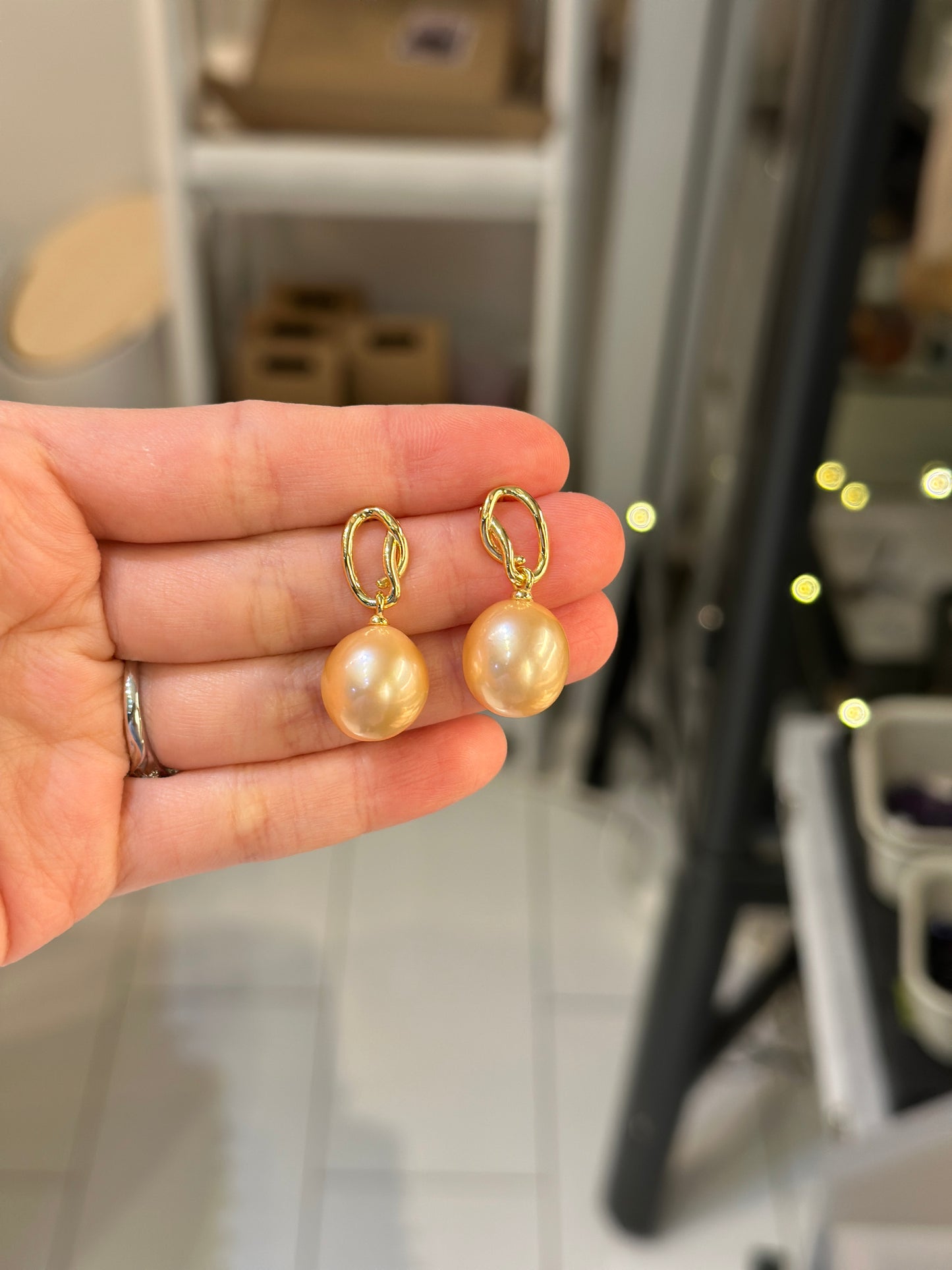 Golden Aurora Pearl earrings
