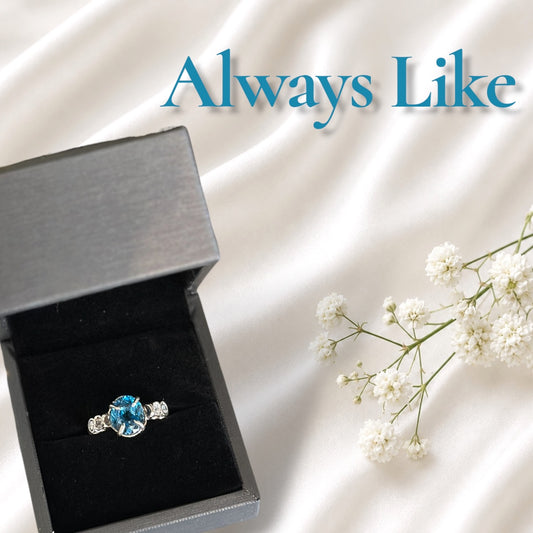 Natural Finnish blue topaz S999 pure silver ring