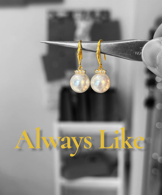 Aurora Rounded Pink Pearl Earrings