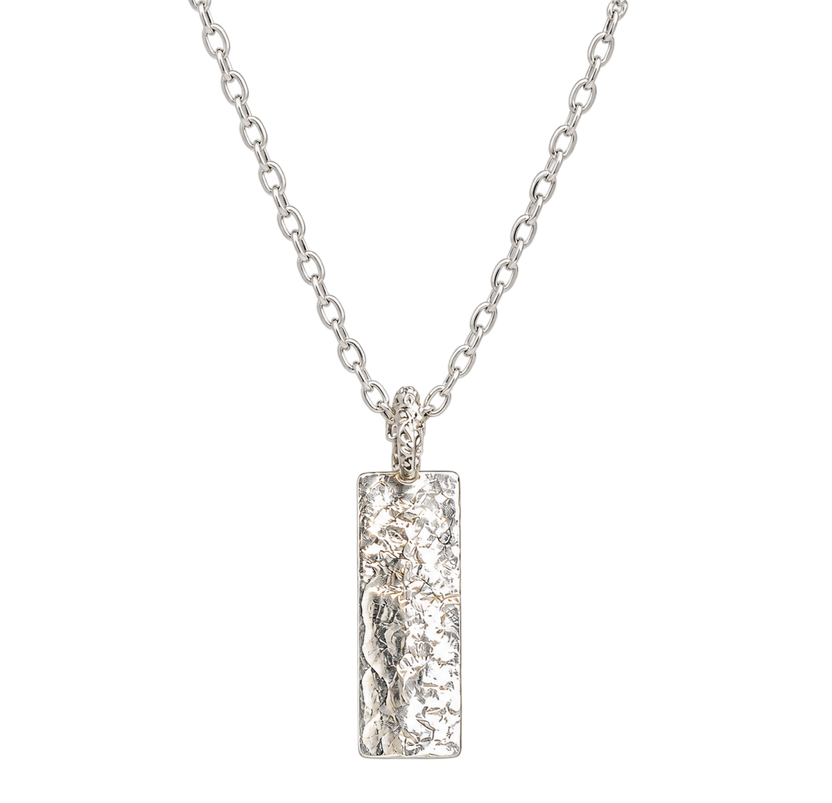 Minimal Silver Bar Necklace handmade in fine silver on clean white background